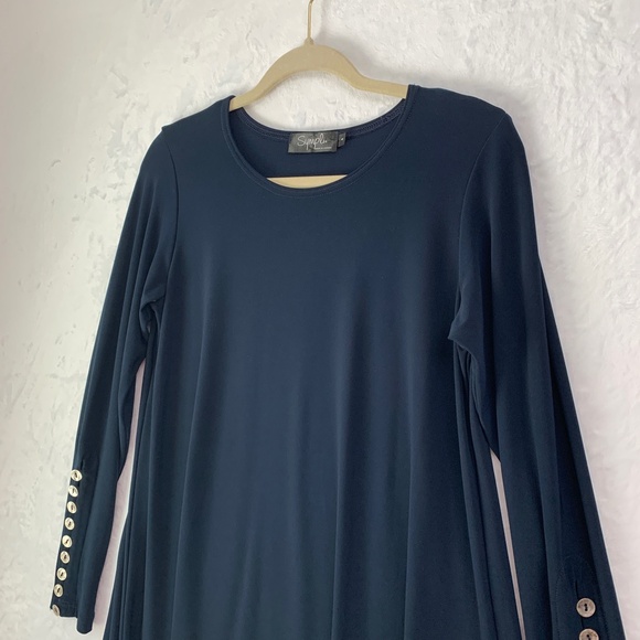 Sympli Quest Tunic Ponte Knit Lagenlook Navy Blue Sz 8 - Picture 4 of 10